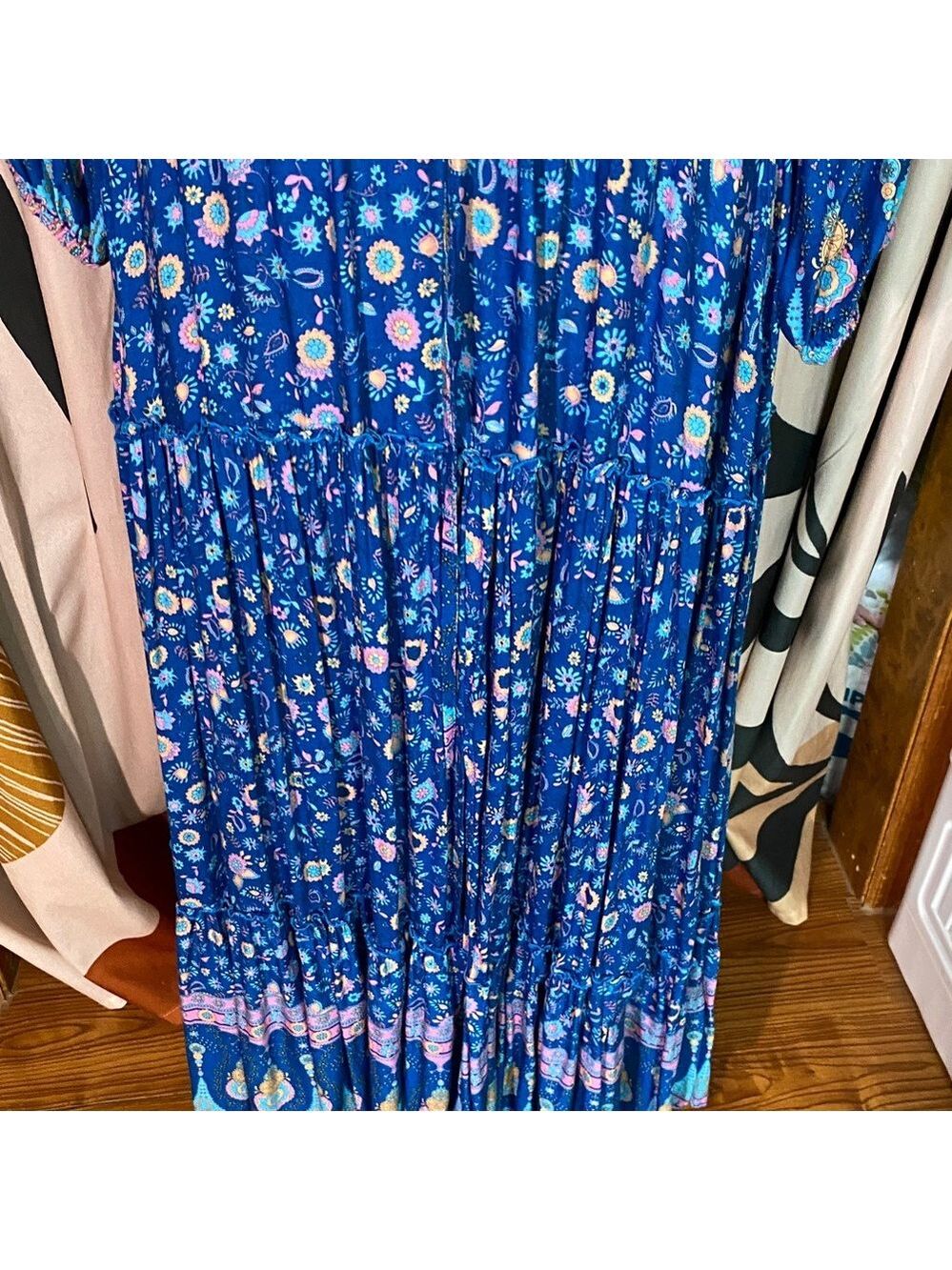 Bohemian Blue Floral Long Sleeve Dress - Picture 5 of 12